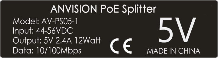 ANVISION 4er Pack 5V PoE Splitter, 48V auf 5V 2.4A Adapter mit Micro USB Stecker, IEEE 802.3af kompa