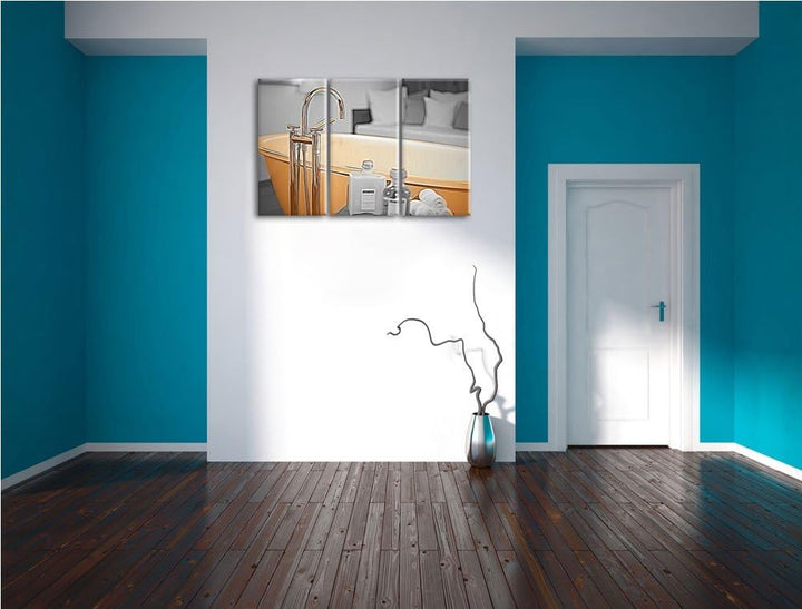 stilvolle alte Badewanne schwarz/weiss Deluxe 3-Teiler Leinwandbild 120x80 Bild auf Leinwand, XXL ri