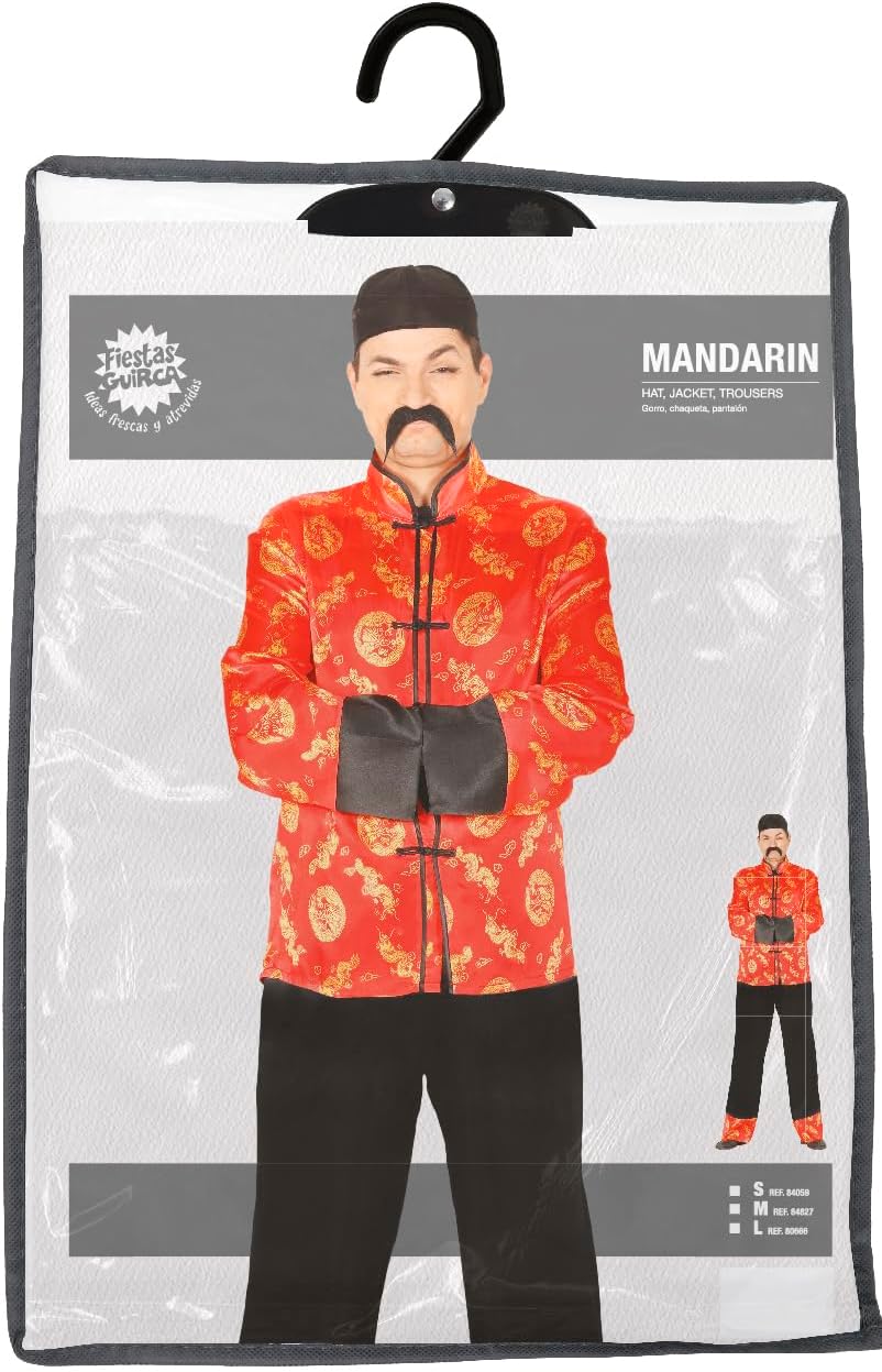 FIESTAS GUIRCA China Kimono-Kostüm für Herren Karnevals-Verkleidung rot-schwarz - Rot, L