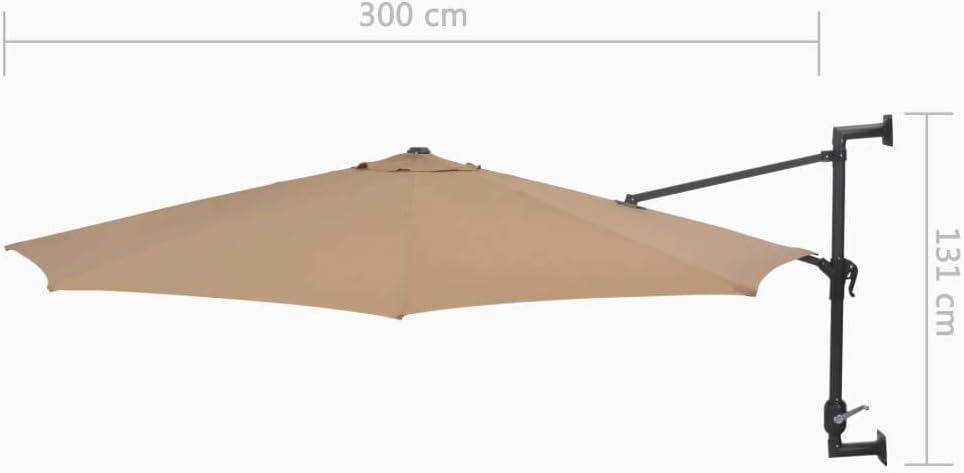 Festnight Wand-Sonnenschirm ? 300 cm Wandmontage | Ampelschirm mit Metallmast | Gartenschirm Terrass