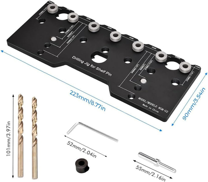 Namvo Bohrlehre für Holzdübel, 32 mm, Scharnierlehre, Bohrführung aus Aluminiumlegierung für Regale,