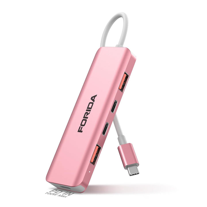 FORIDA USB C Hub, 10 Gbps USB C Splitter für Laptop, 2 Type C 3.1 und 2 USB A 3.2 Datenanschlüsse, 1