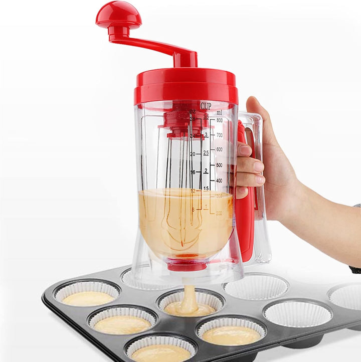Srliya Teigspender, Handgehaltener Manueller Pfannkuchen-Cupcake-Mixer, Backwerkzeug, Automatischer
