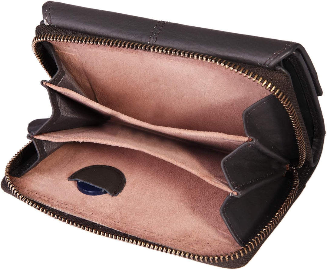 Damen - Geldbörsen Echt Leder Portemonnaie Gross 16 x 9,5 cm 3000105 (Grau), Grau