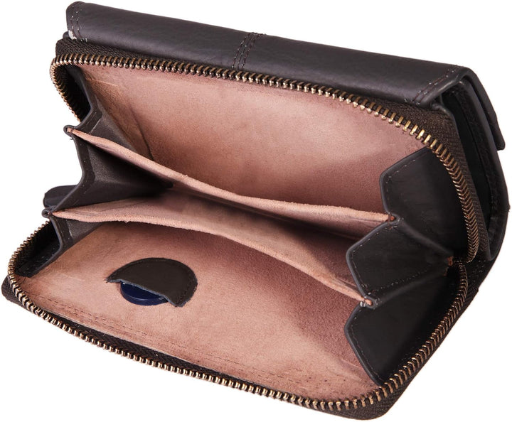 Damen - Geldbörsen Echt Leder Portemonnaie Gross 16 x 9,5 cm 3000105 (Grau), Grau