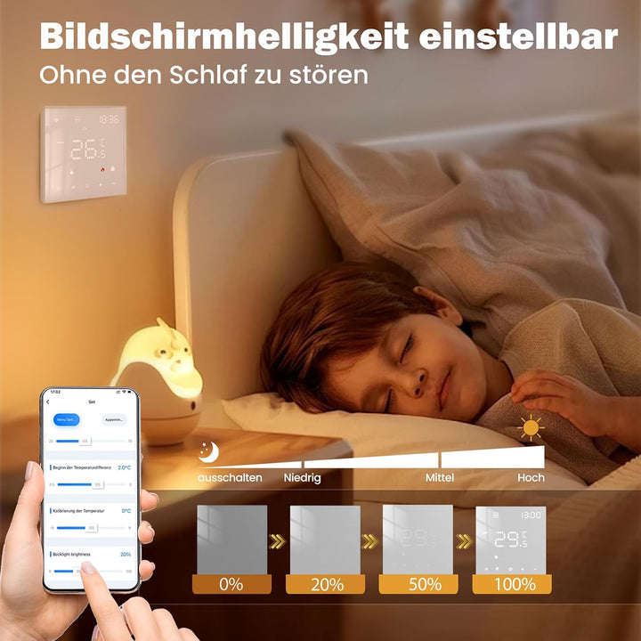 Smart WiFi Thermostat Für Wasser Fussbodenheizung und Gasboiler, Programmierbar Raumthermostat Unter