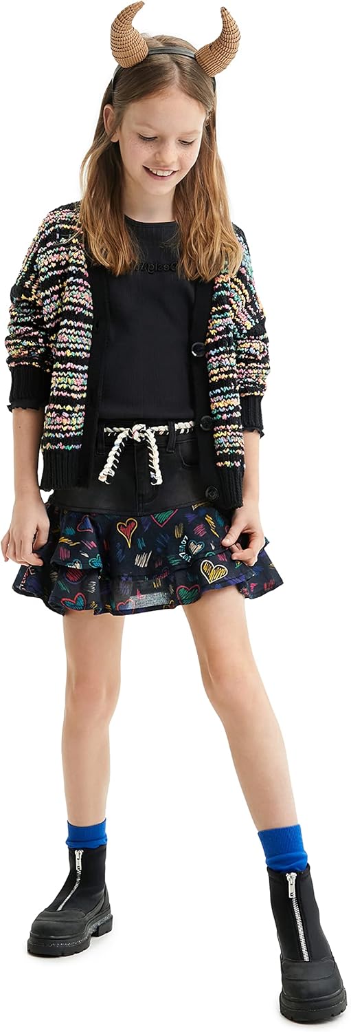 Desigual Mädchen Skirt 8 Jahre Schwarz, 8 Jahre Schwarz