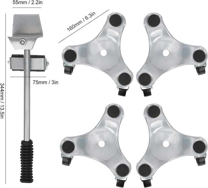 Möbelbewegungsrollen-Set, Möbeltransport-Set Möbelheber-Werkzeugsatz Zum Heben von Möbelgleitern, Gl