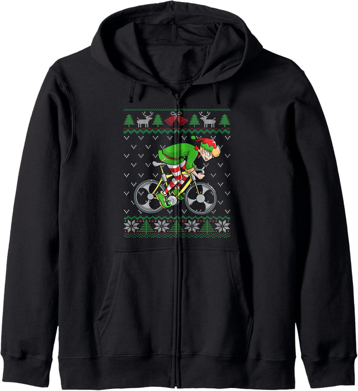 Cycling Elf | Cyclist Gift | Bike Cycling Dad Ugly Christmas Kapuzenjacke