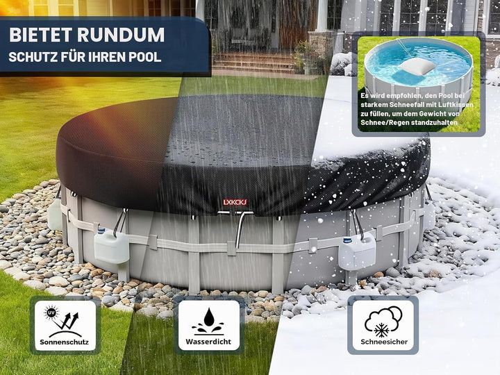 LXKCKJ Runde Poolabdeckung für oberirdische Pools- Lagertank Poolabdeckung mit Kordelzug Design-Whir