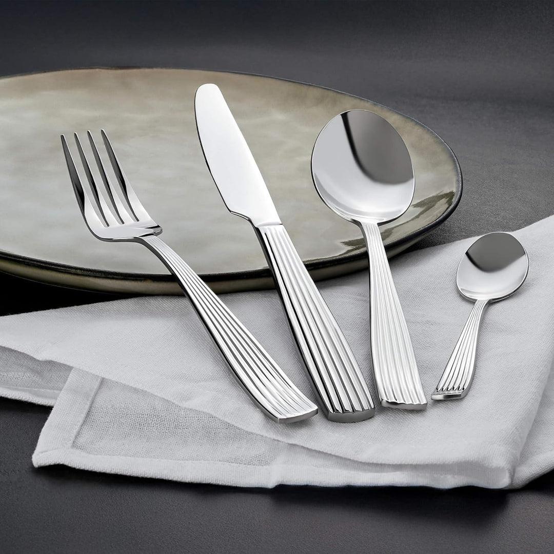 GRÄWE Besteckset Lino 24-teilig aus Edelstahl für 6 Personen, Spülmaschinengeeignet, Modernes Tafelb