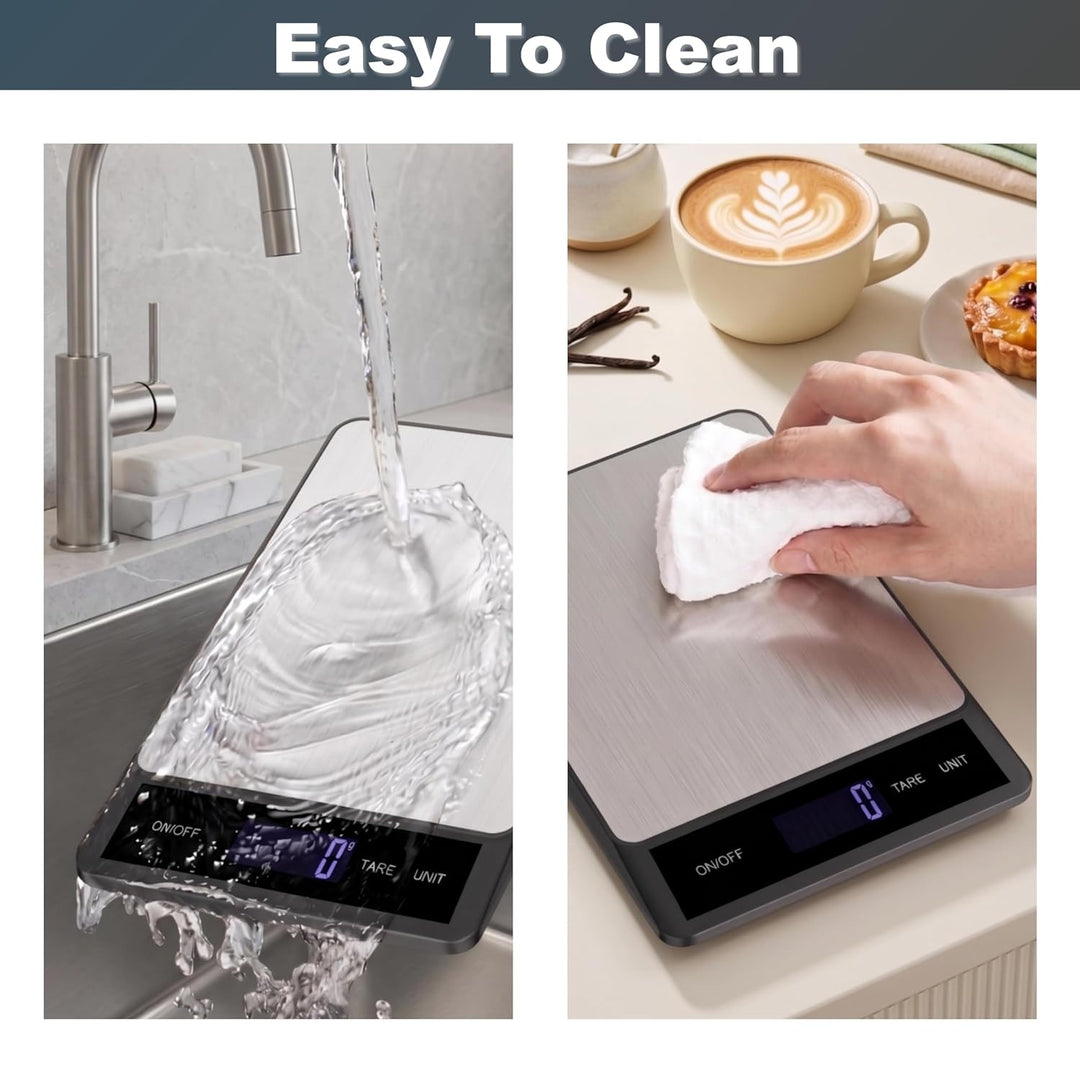 Küchenwaage Digital 15kg/1g, Waage Küche USB Wiederaufladbar, Digitale Küchenwaage mit Tara-Funktion