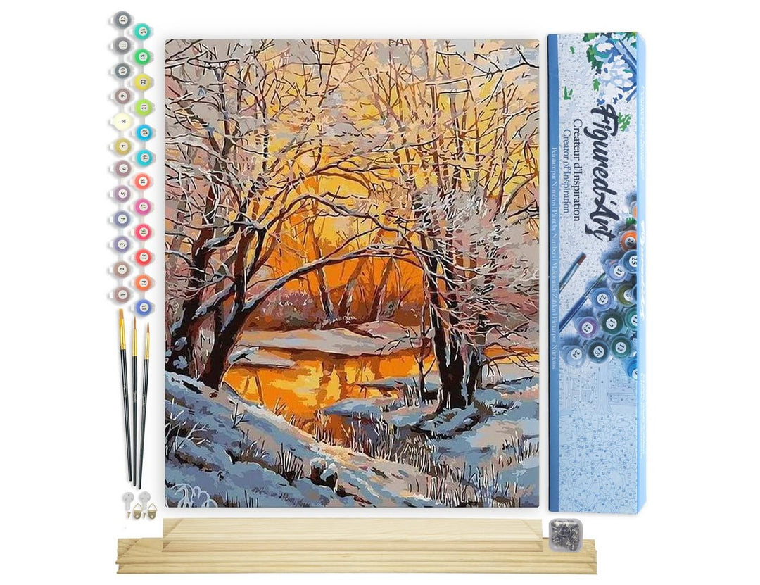 Figured'Art Malen Nach Zahlen Erwachsene Mit Rahmen Bäume im Winter - Paint by Numbers Basteln DIY B
