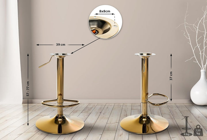 CLP Barhocker-Gestell I Höhenverstellbare Barstuhl-Säule I 8 X 8 cm Lochabstand, Farbe:Gold, Gold