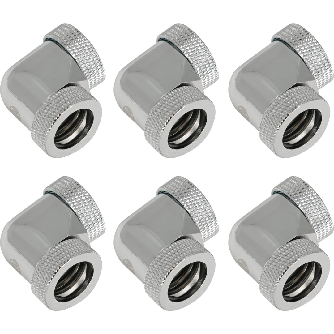 Raijintek Verbindungsstück PELIAS D160906, 16 mm, 90-Grad-Adapter, 6er-Pack, Silber