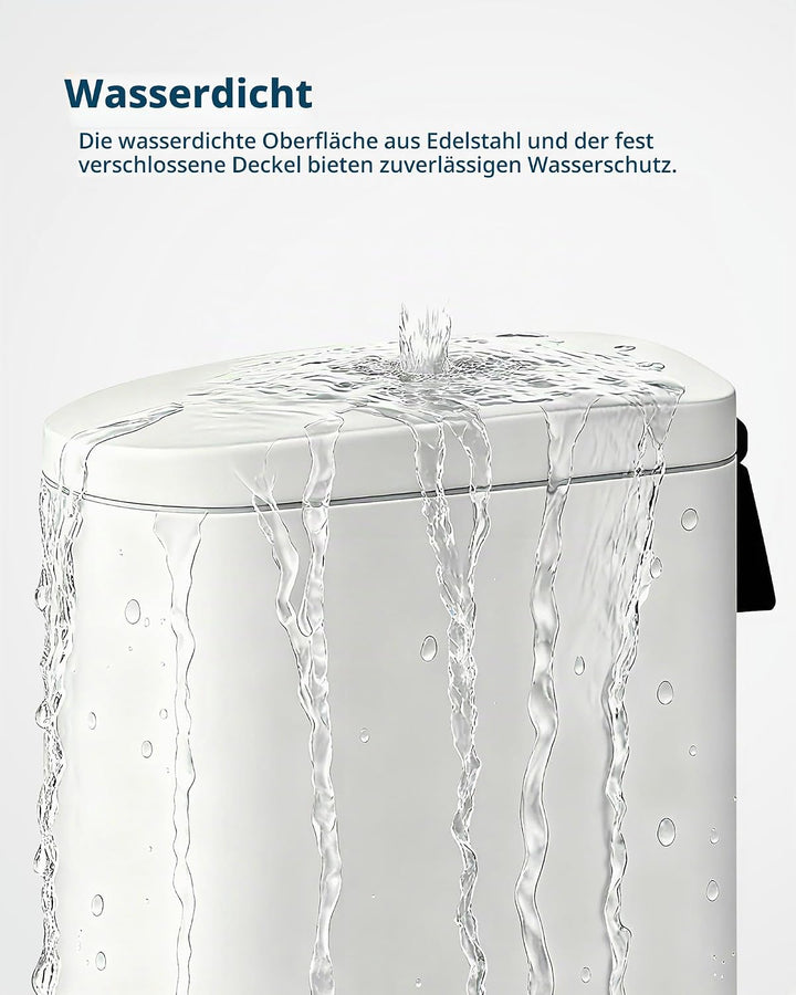 GarveeHome 10 Liter badezimmer mülleimer aus Edelstahl mit Deckel, schlankes und wasserdichtes Desig
