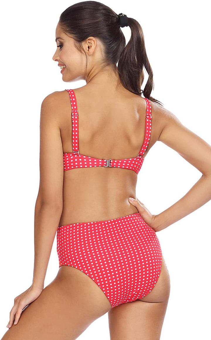 LORIN Bikini Set Dame Bademode Regulierbar Hoher Bund Gepunktet L2430/2 70C Orange, 70C Orange