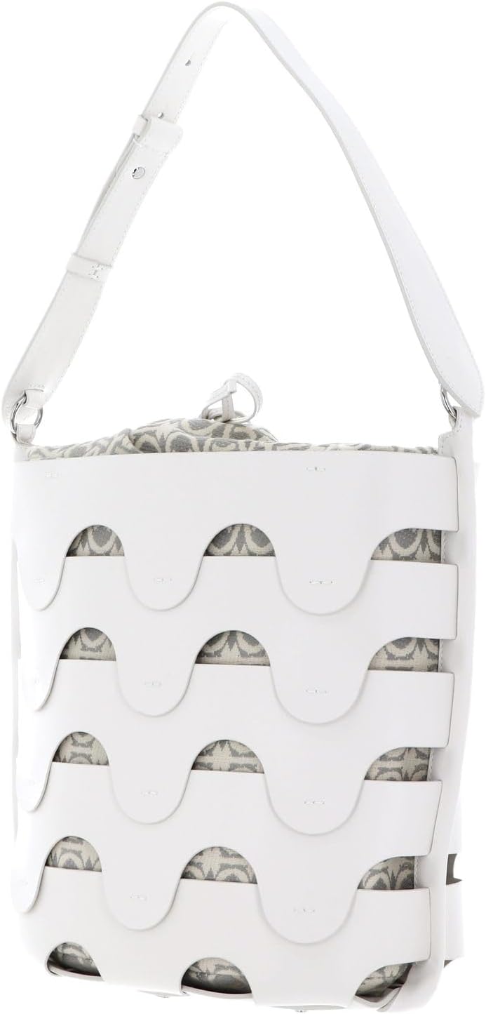 Coccinelle Leder Schultertasche Medhuse Bucket Bag White / Mul. Stone, White / Mul. Stone