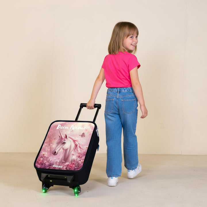 Kinderkoffer Klein Personalisiert mit Name 48x31x19 cm Reisekoffer Kleiner Kinder Koffer mit LED Rol