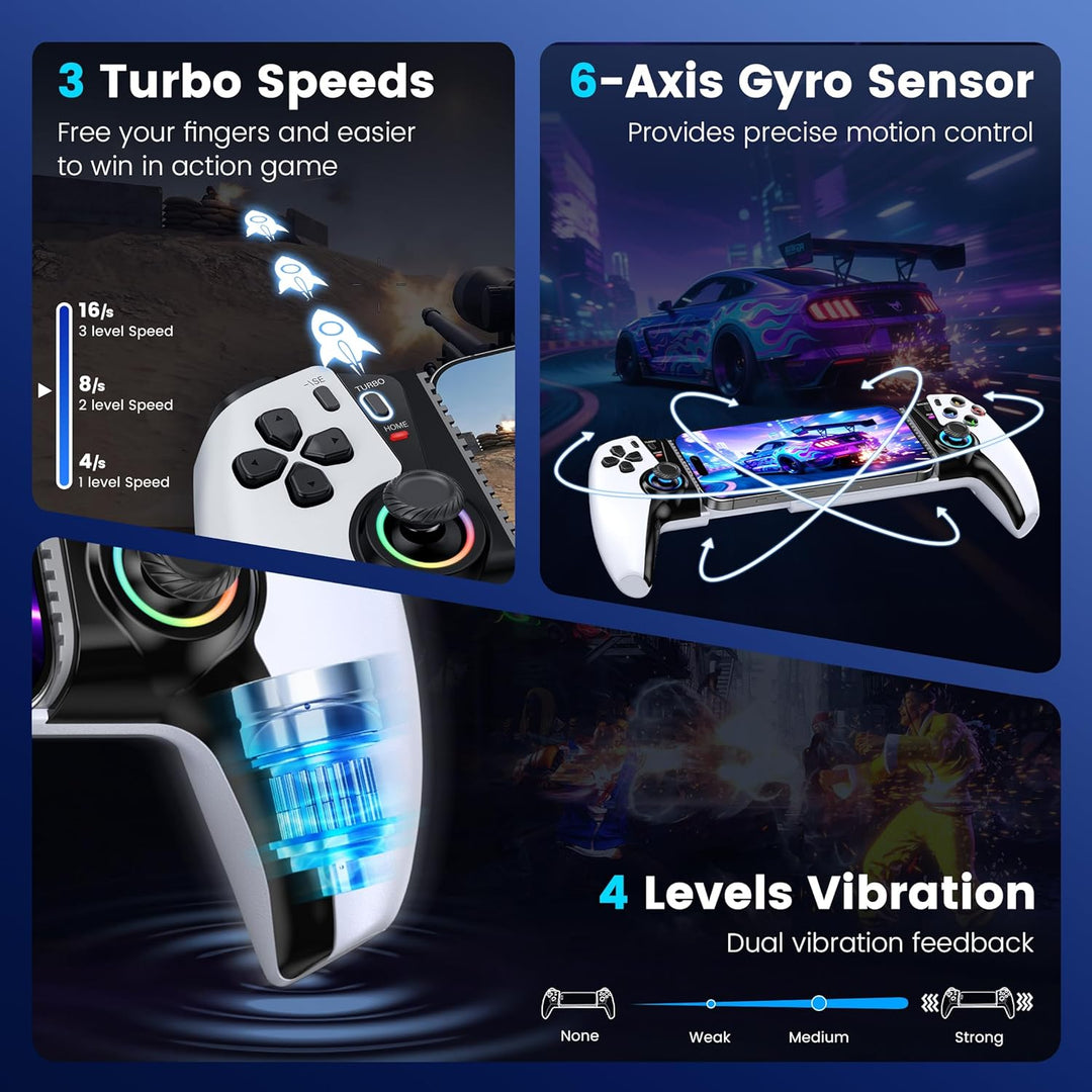 Bluetooth Handy Controller für PS Remote Play, Smartphone Controller für iPhone/Android mit Hall-Eff