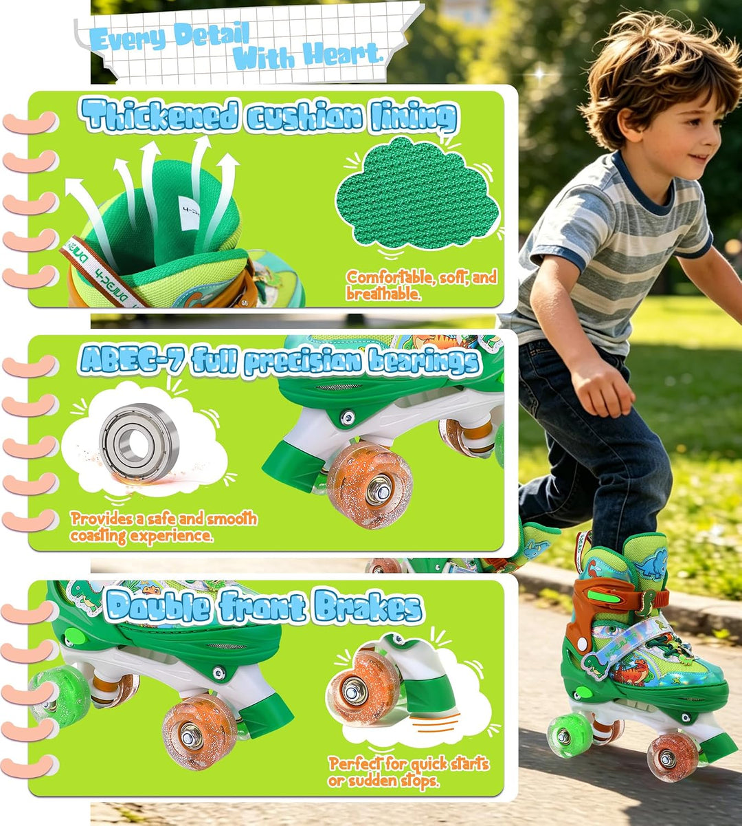 Kinder Einhorn Rollschuhe für Mädchen.Geeignet für 3-6 Jahre alt. Mit Leuchtenden Rädern,4-Pejiijar