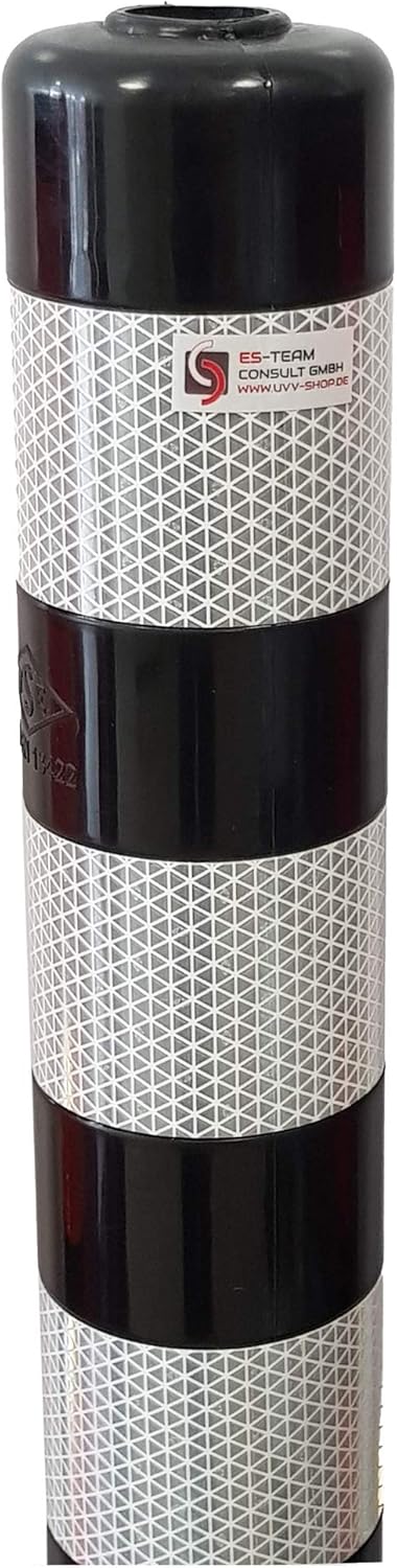 UvV® Reflex Absperrpfosten, Poller 100 cm hoch, flexibel schwarz, reflektierend (1 Stück, Schwarz-We