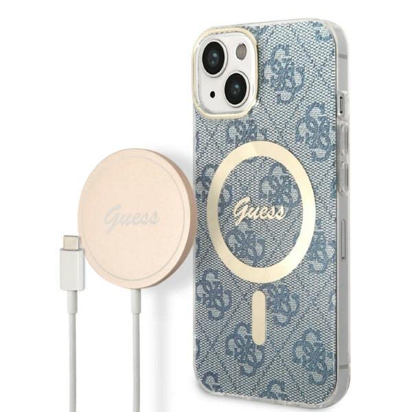 Guess Bündeln GUBPP14MH4EACSB Hülle und Ladegerät iPhone 14 Plus 6,7" blau Hard case 4G Print