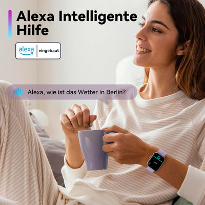 Smartwatch Herren Damen mit Telefonfunktion & Alexa eingebaut,Fitnessuhr mit 100+ Sports,Armbanduhr