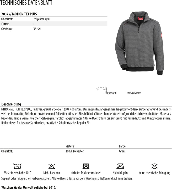 Nitras Pullover Motion TEX Plus (Farbe: grau; Grösse: 3XL)
