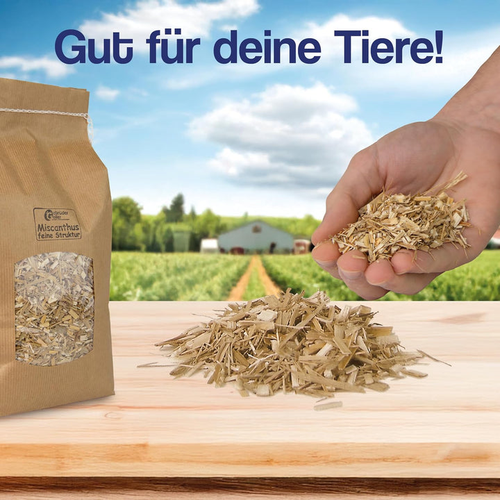Bio Miscanthus Einstreu 980 Liter - Staubarm & Saugstark - Einstreu für Kleintiere wie Kaninchen, Me