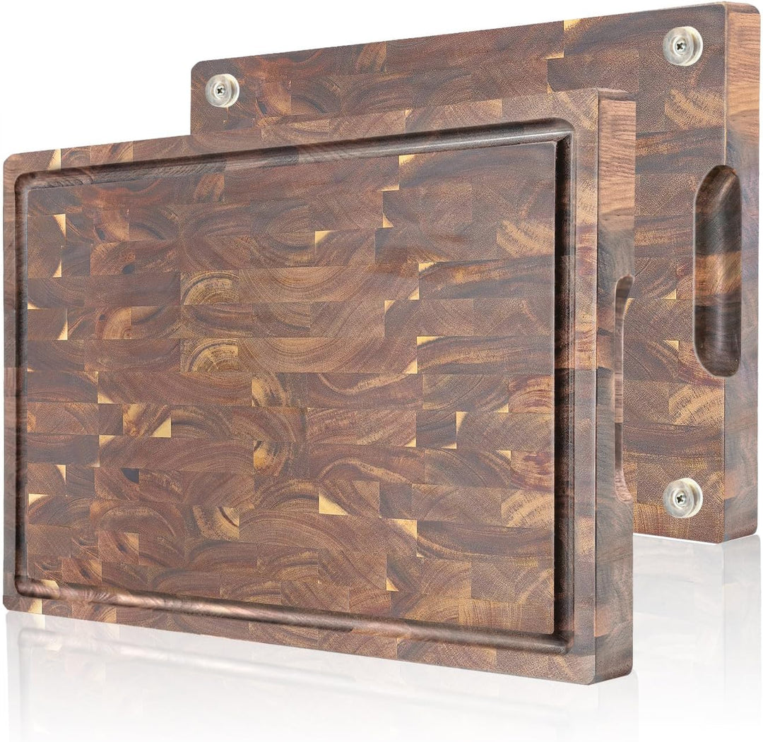 COCOBOSS Large Schneidebrett Holz PREMIUM Akazienholz Schneidebrett für Küchenplatten, mit Saftrutsc