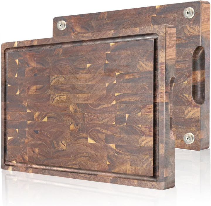 COCOBOSS Large Schneidebrett Holz PREMIUM Akazienholz Schneidebrett für Küchenplatten, mit Saftrutsc