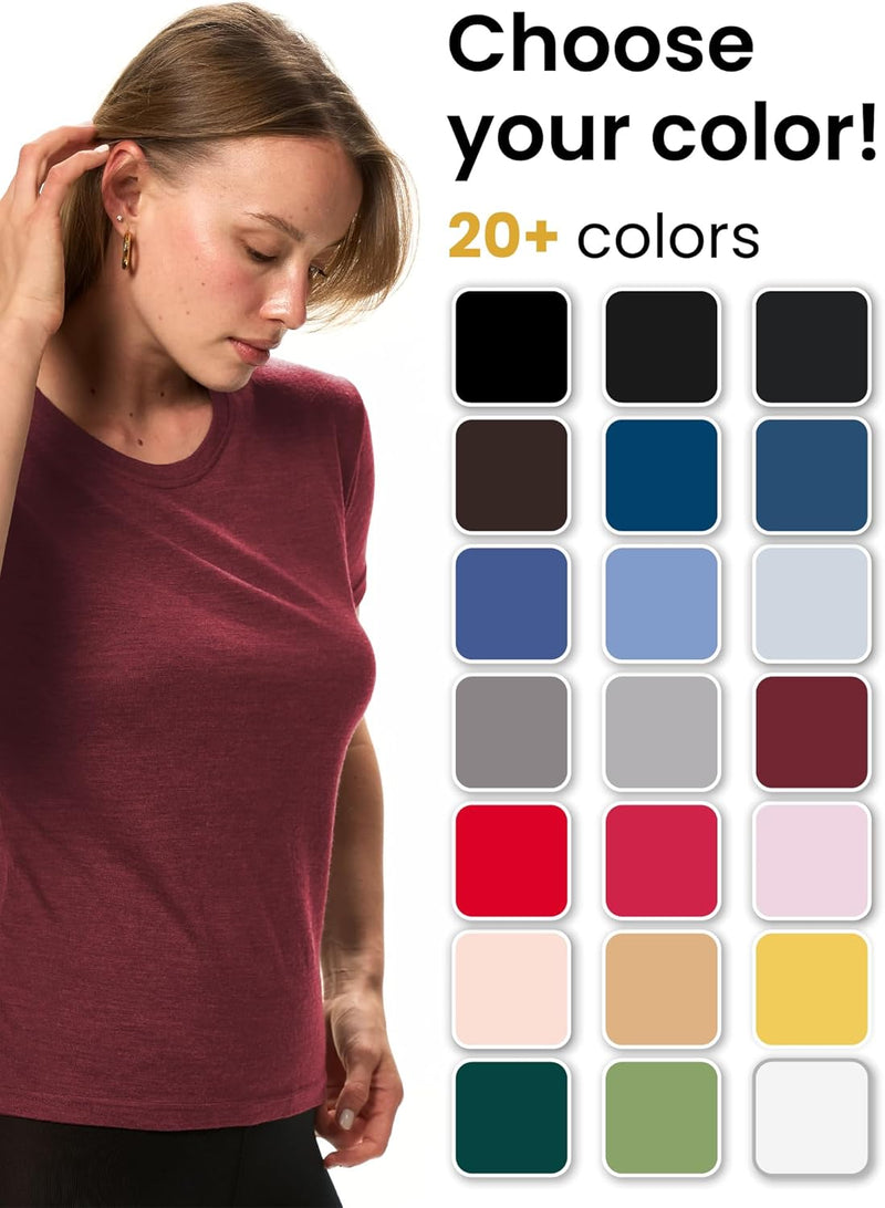 Merino.tech 100% Merino Shirt Damen Wandern - Merinowolle Tshirt Damen Kurzarm - Sport Thermo Unterh