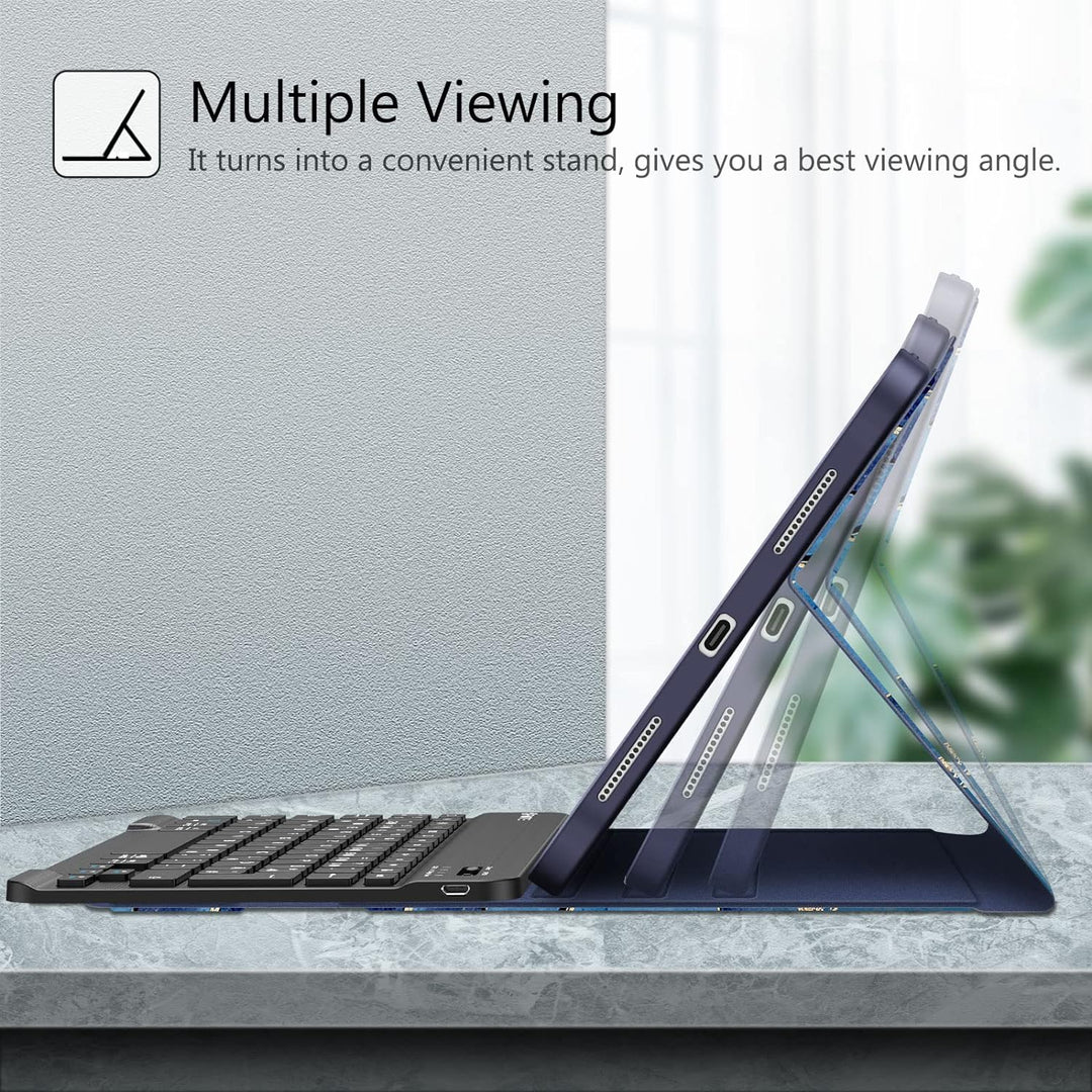 Fintie Tastatur Hülle für iPad 10. Generation 2022 (10.9 Zoll), Schutzhülle mit TPU Rückschale, Penc