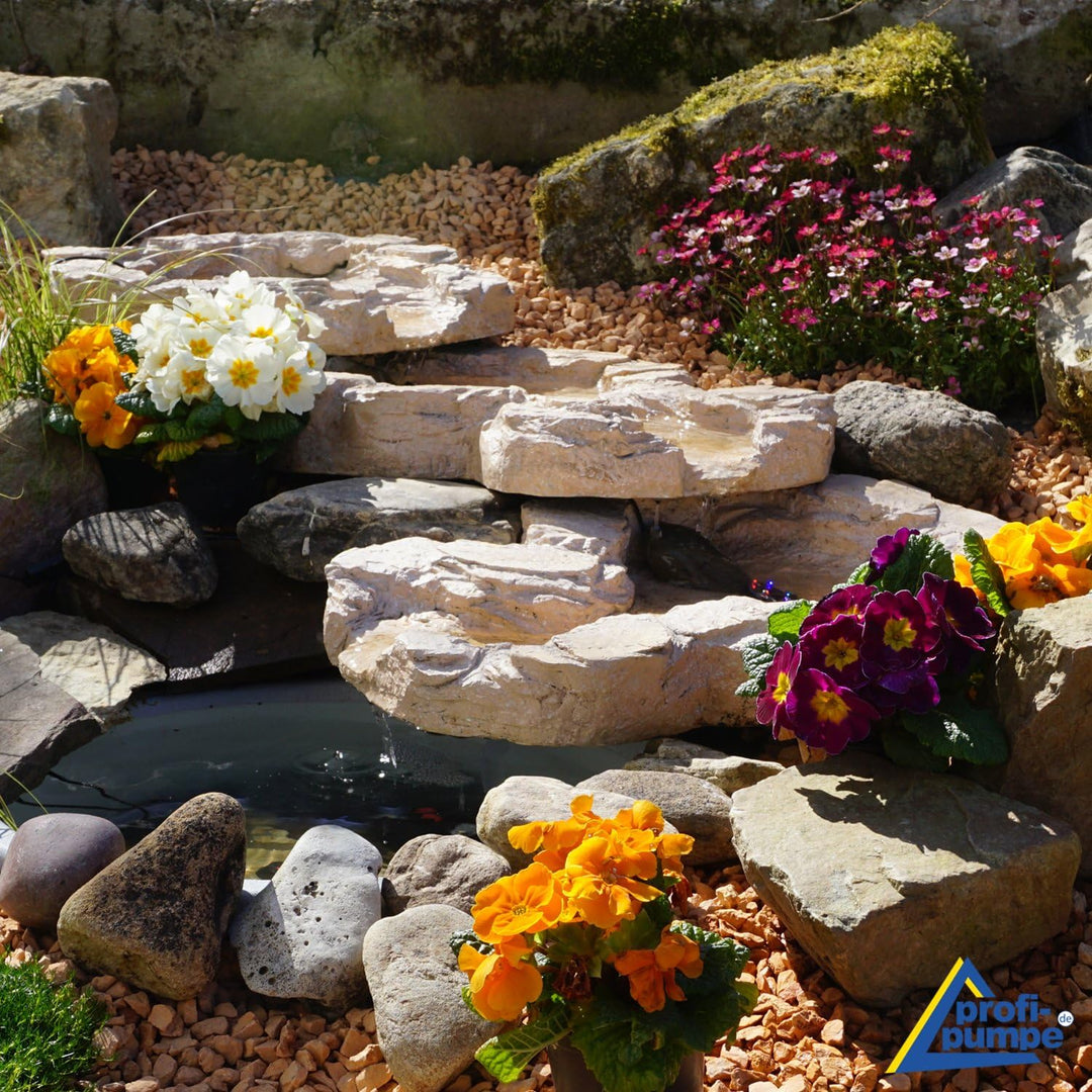 Gartenbrunnen Brunnen Bachlauf QUELLBACH Zierbrunnen Vogelbad Wasserfall Gartenleuchte Teichpumpe -