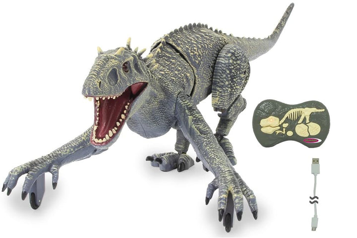 JAMARA 410180 Dinosaurier Exoraptor Li-Ion 3,7V 2,4GHz-Vorderfüsse auf 2 Rollen, bewegliche Teile, r