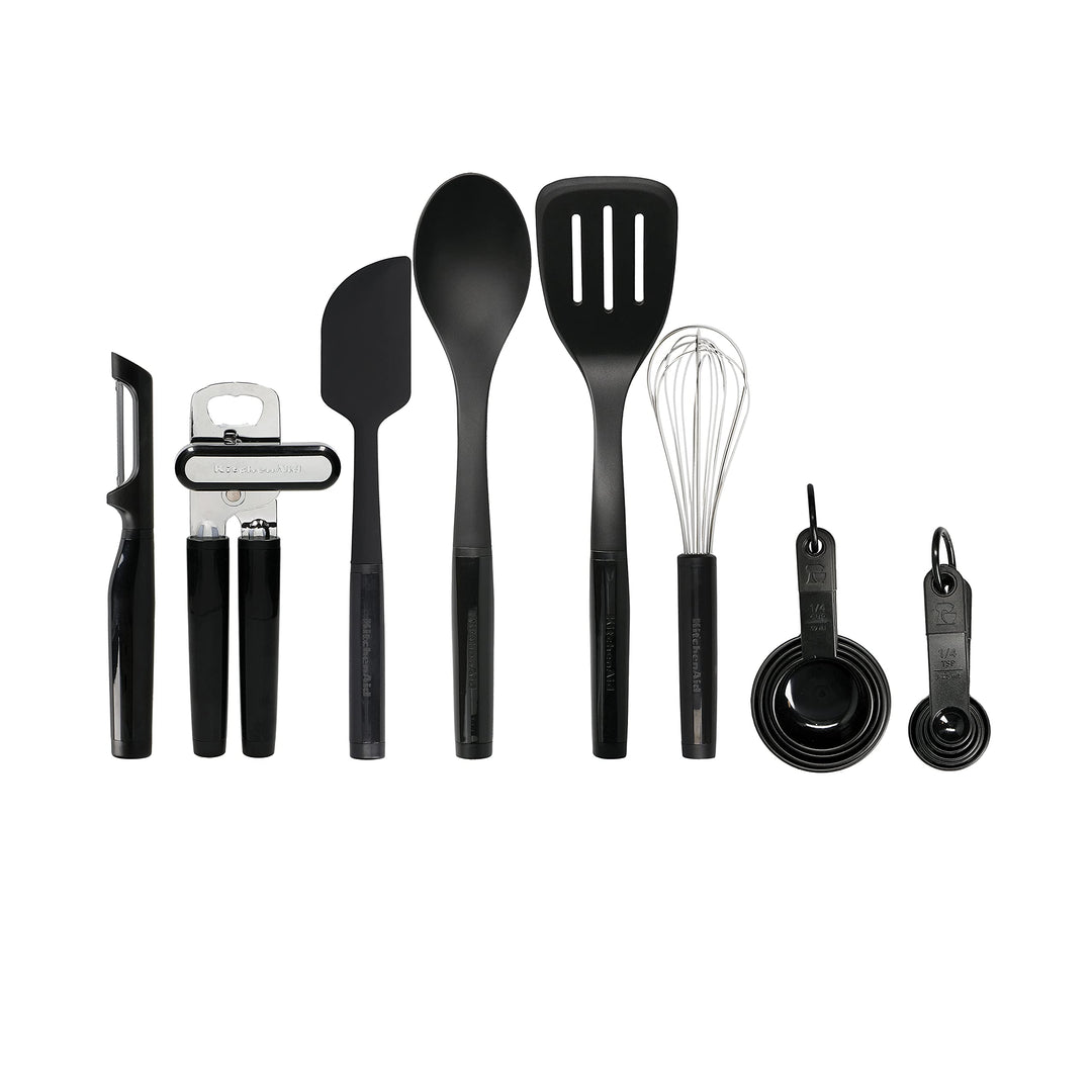 KitchenAid 15er Set Küchenutensilien, Hitzeresistent, Spülmaschinenfest, 15 Kochutensilien – Schwarz