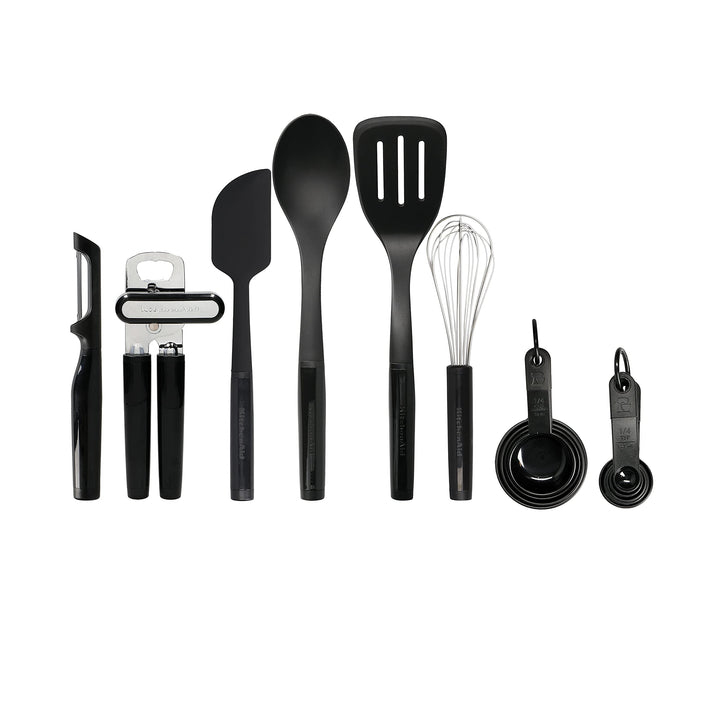 KitchenAid 15er Set Küchenutensilien, Hitzeresistent, Spülmaschinenfest, 15 Kochutensilien – Schwarz
