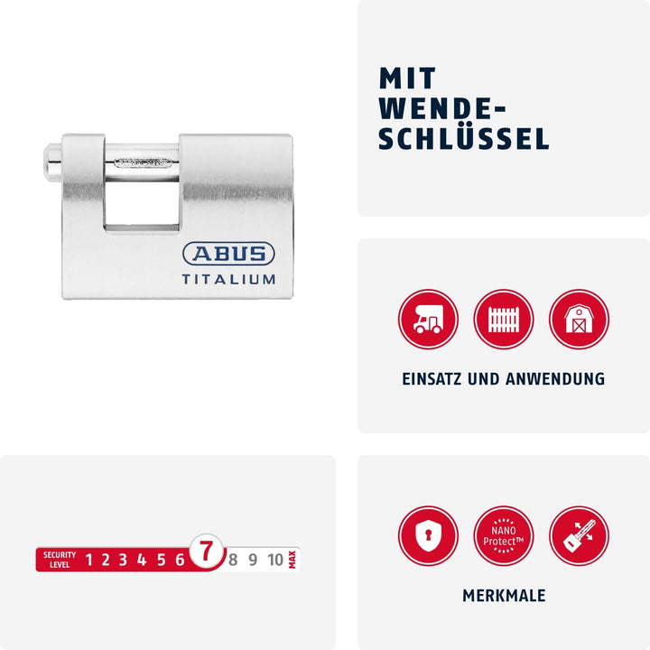 ABUS Titalium-Vorhangschloss 98TI/70, 70746, 98TI/70