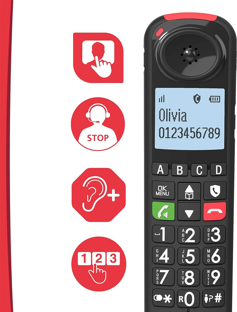 Swissvoice Xtra 2355 Duo schnurloses DECT Grosstasten Telefon mit Anrufbeantworter, Zwei Mobilteile,