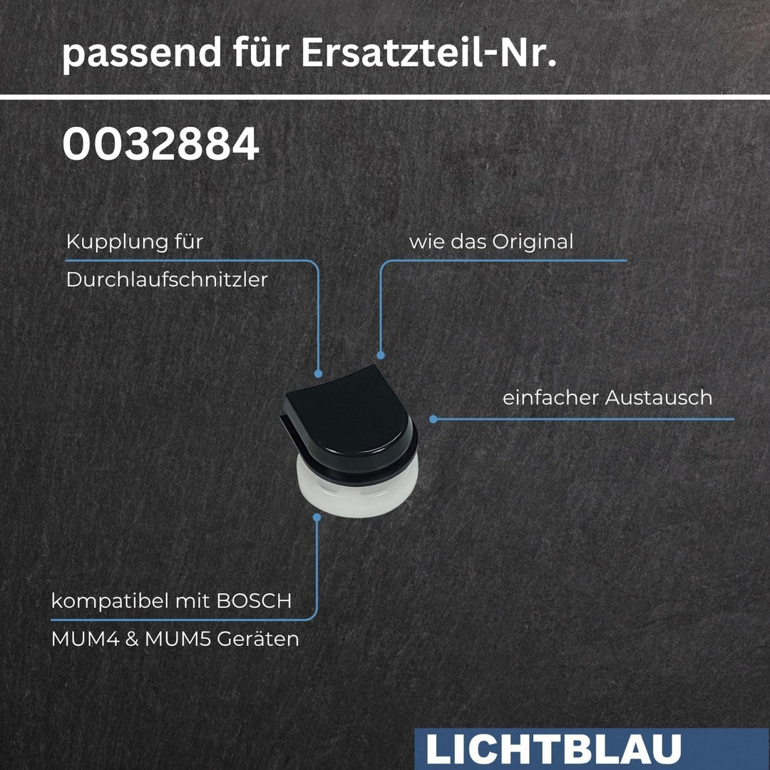 LICHTBLAU Kupplung Schnitzelwerk für Bosch Durchlaufschnitzler 00032884 für MUZ4DS2, MUZ4DS3, MUZ4DS