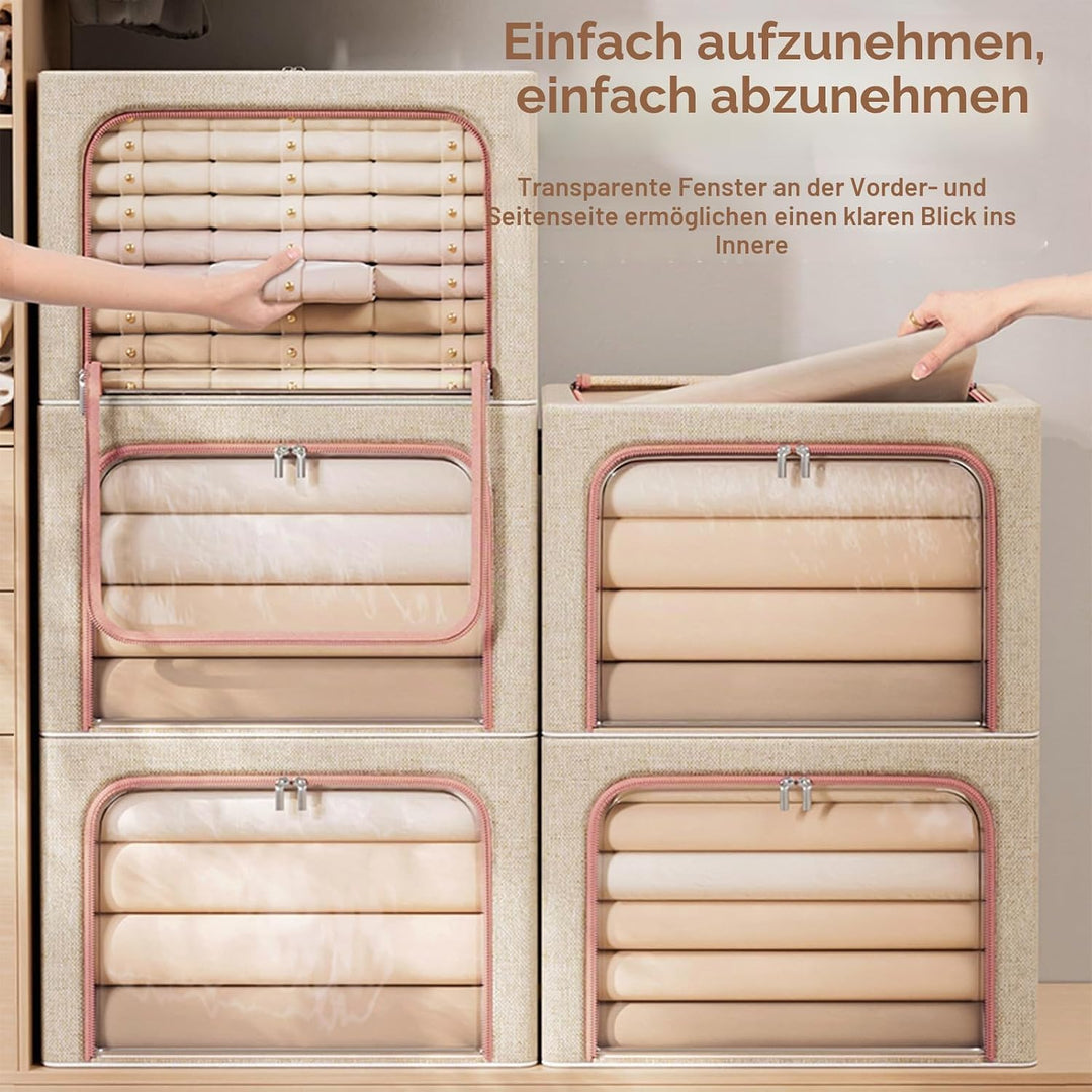 Douzi 2 Stück Aufbewahrungsbox mit Deckel, Kleidung Aufbewahrung, Faltbare Kleideraufbewahrung mit M