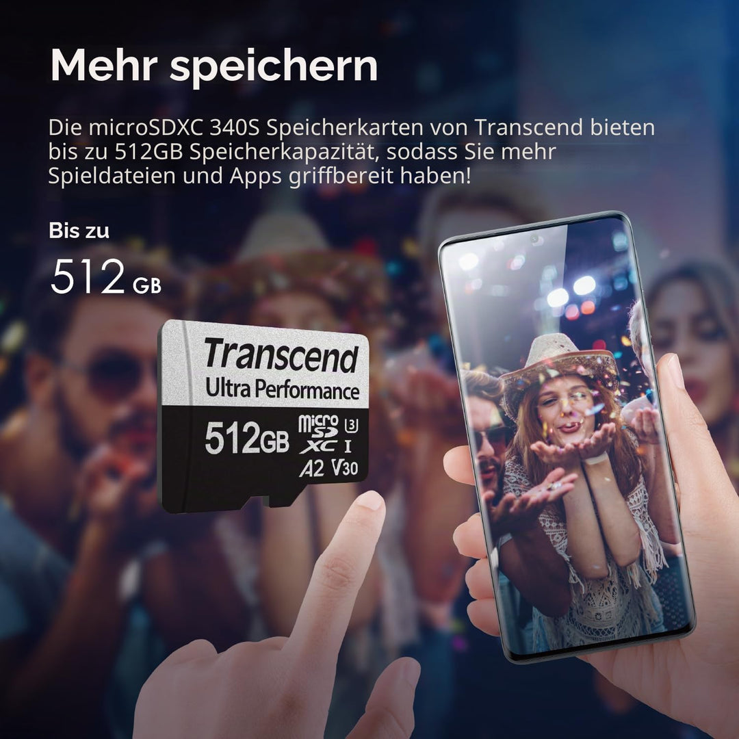 Transcend 256Go microSD mit Adapter UHS-I, TS256GUSD340S 256GB, 256GB