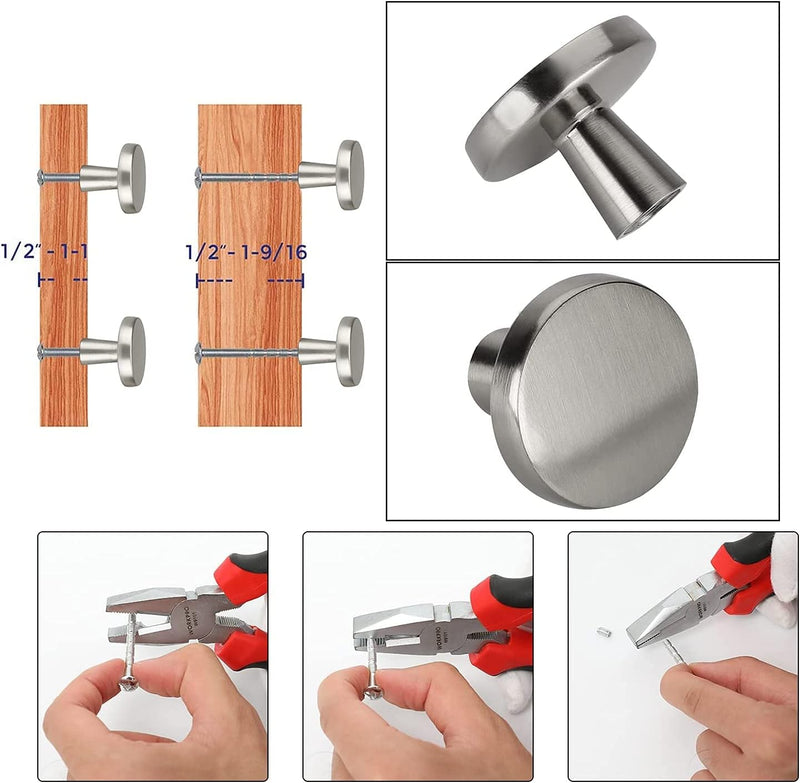 LONTAN 20 Stück Möbelknöpfe edelstahl Schrankknöpfe Rund Knöpfe Schrank Silber Schubladenknöpfe Möbe