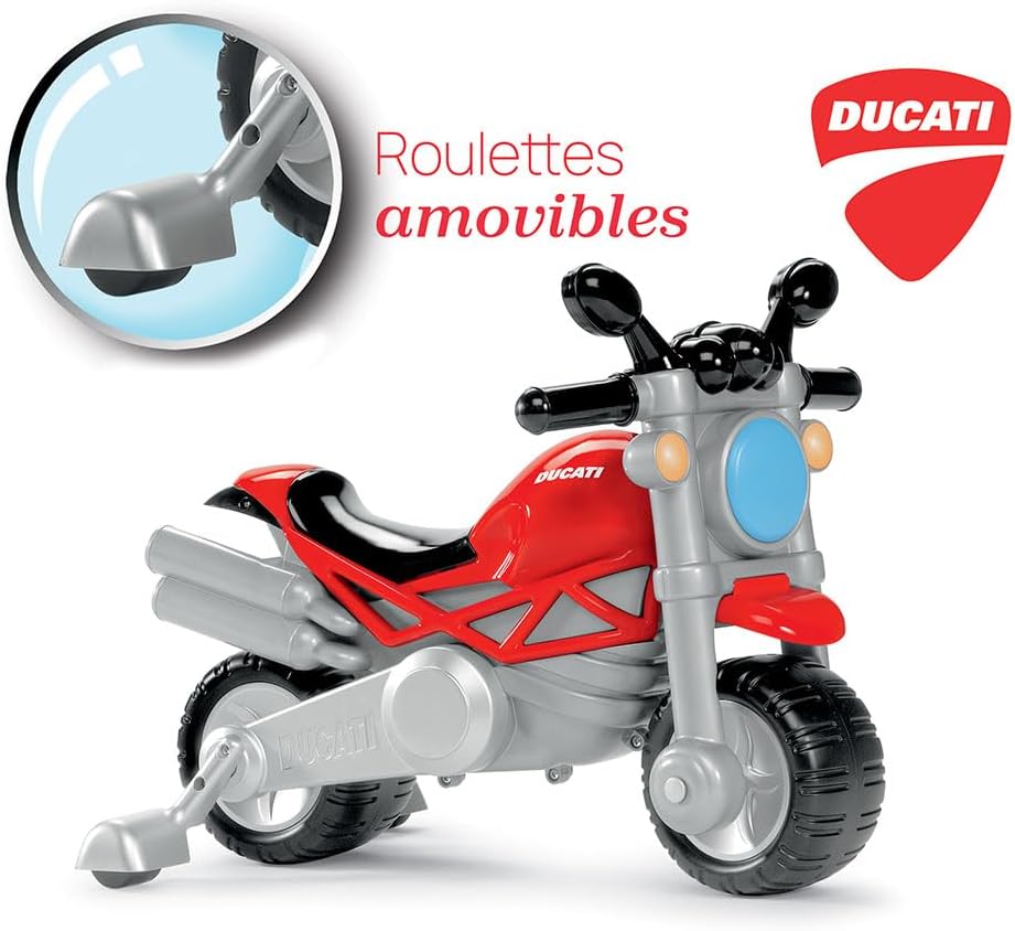 Chicco Ducati Monster Spielzeugmotorrad für Kinder, Rutschfahrzeug mit Hupe und Motorengeräusch, abn