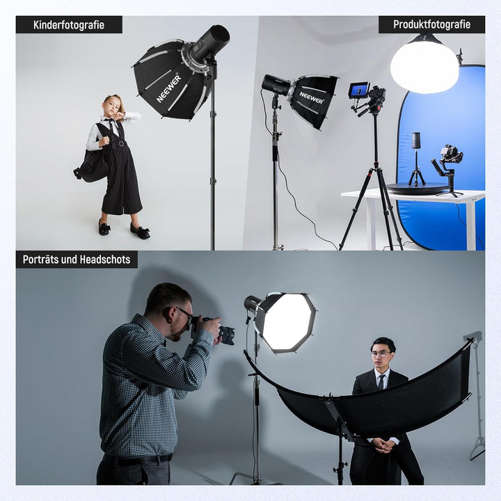NEEWER 45cm Octagon Softbox Bowens Halterung, Schnellverschluss Achteckige Softbox, Diffusoren/Waben