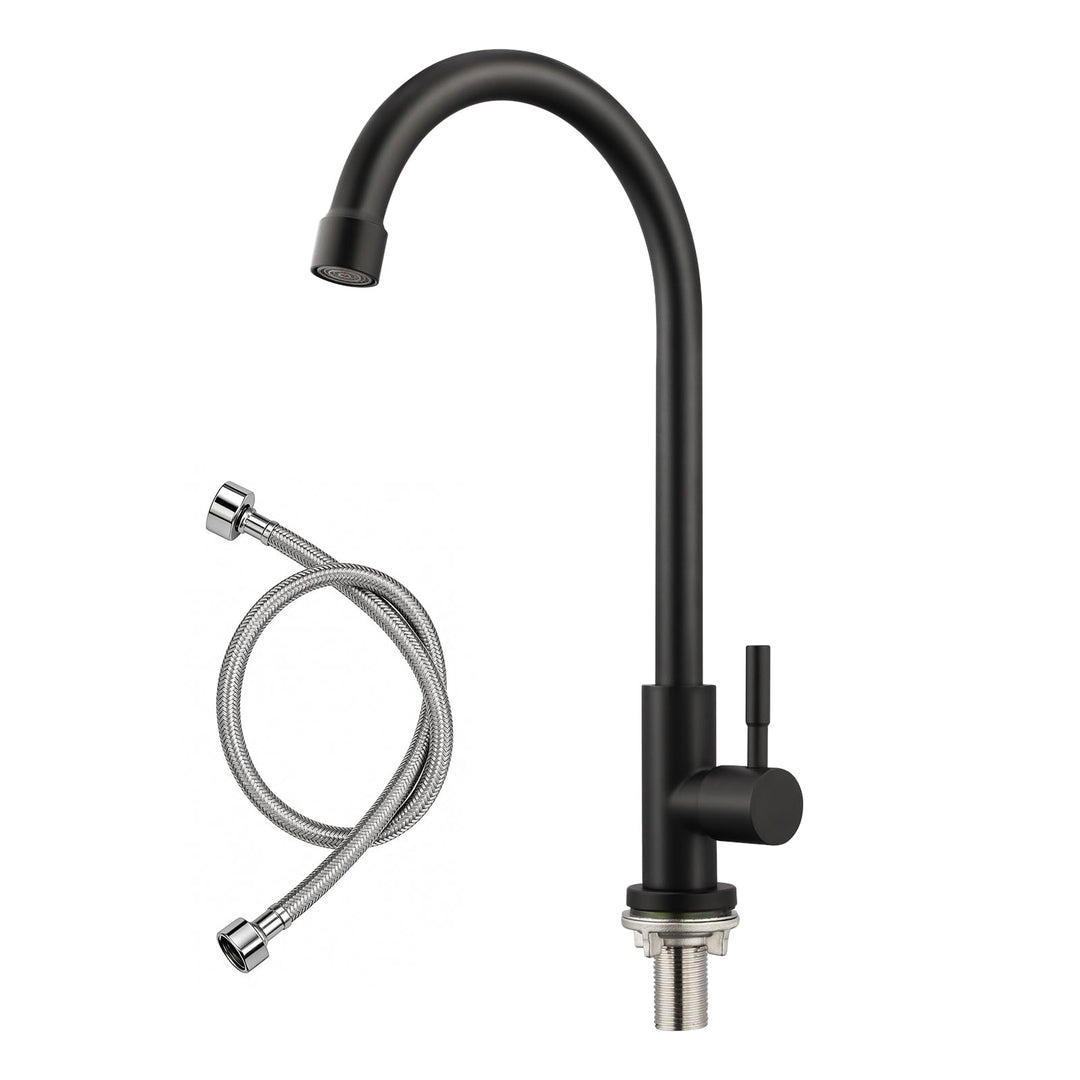 BONADE Wasserhahn Küche Schwarz, 360°Drehung Einhand Hochdruck Kaltwasserhahn Küche, küchenarmatur s