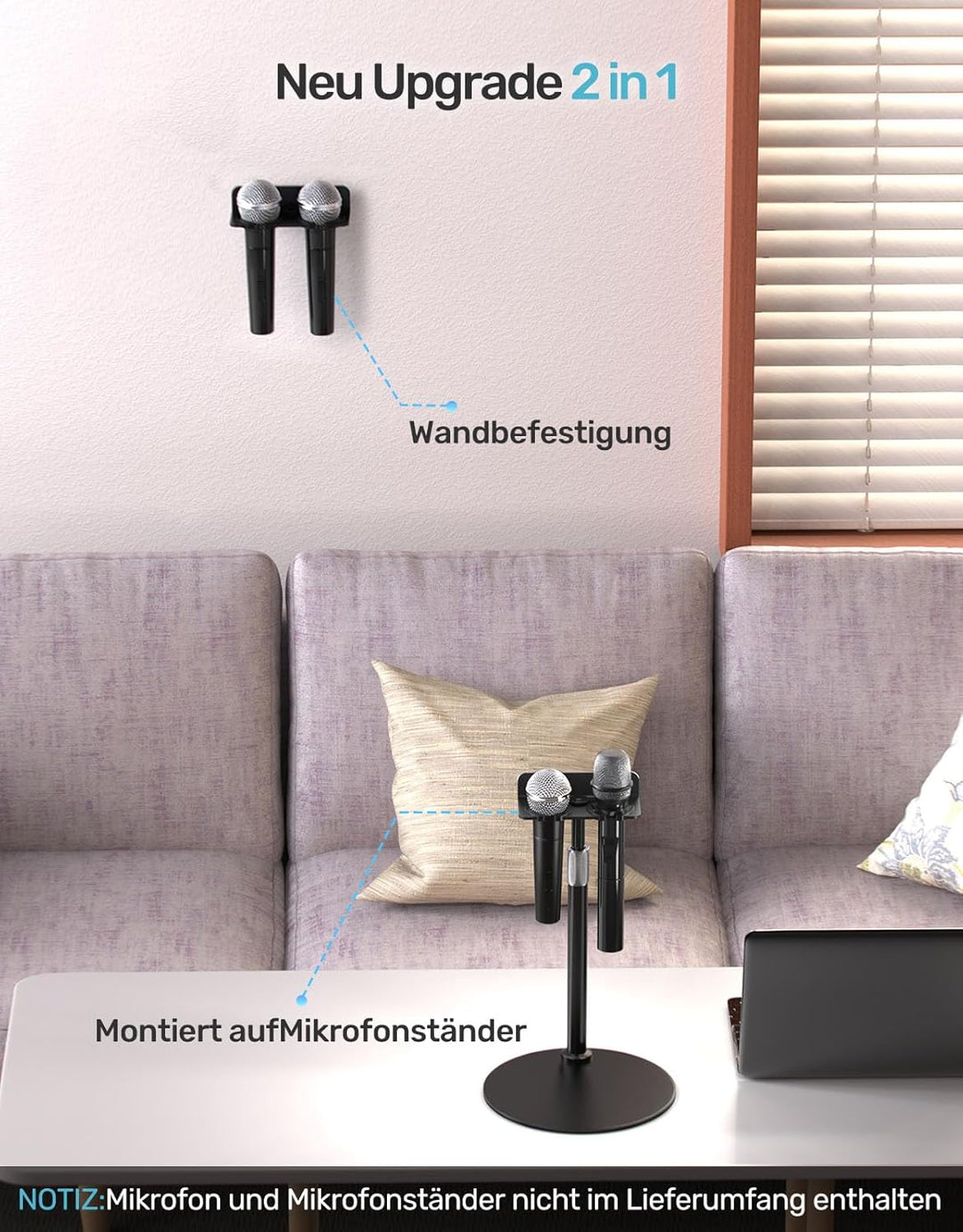 Mikrofonständer für mehrere Mikrofone – Aufbewahrungsständer für kabelgebundene und kabellose Mikrof