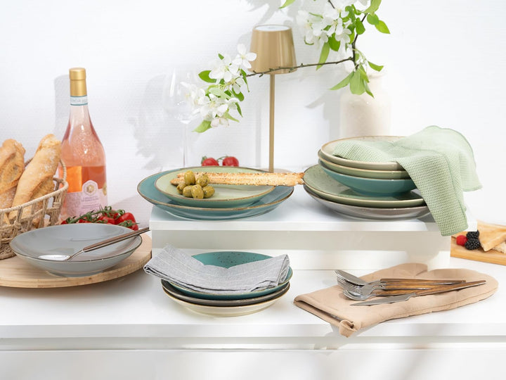 Creatable 20963, Serie Nature Collection, Geschirrset, Teller Set 12 teilig, Steinzeug Original 12 t