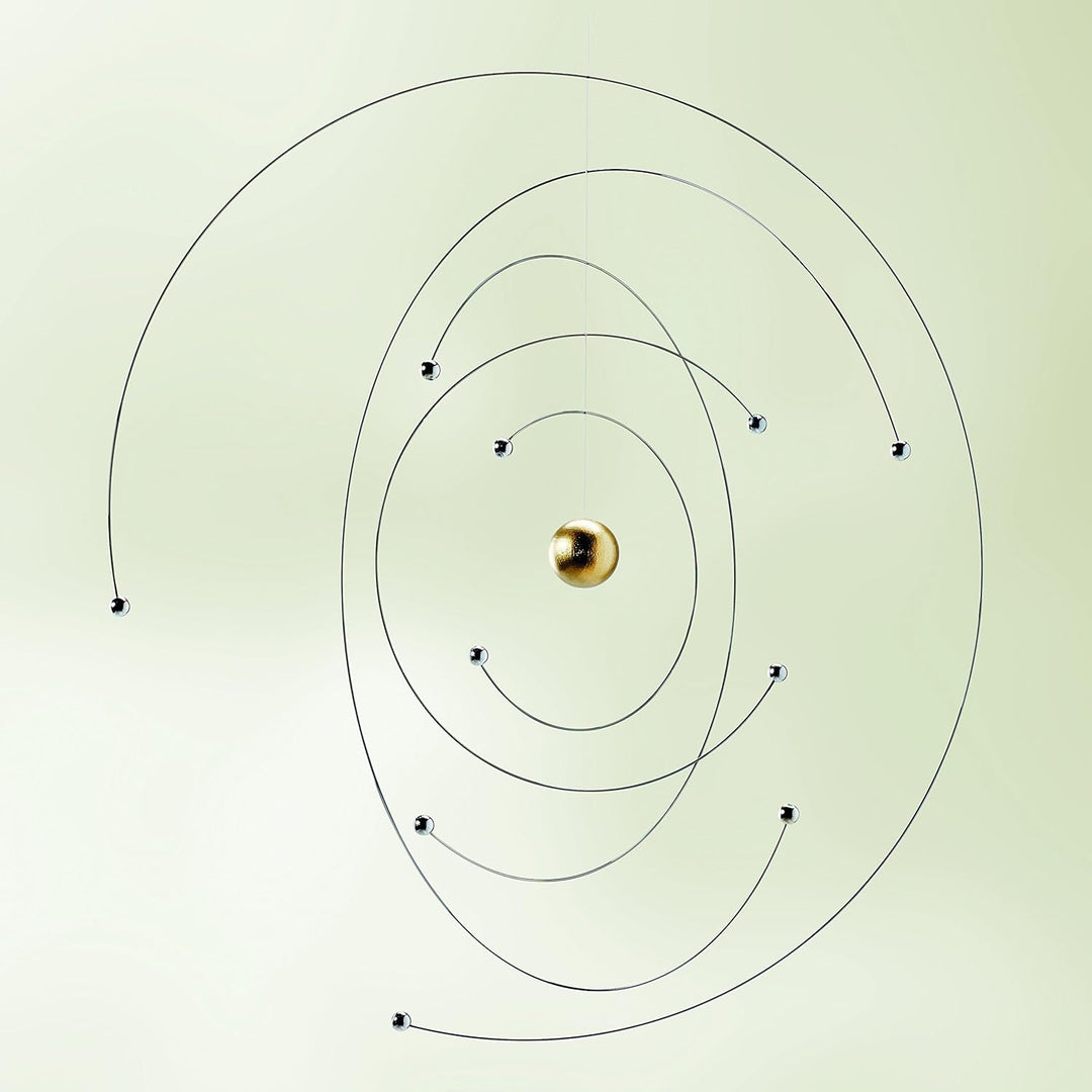 Flensted Mobiles 441 Niels Bohr Mobile, Stahl, Gold/Silber, 27x27 cm, Gold/Silber